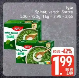 Edeka Iglo Spinat, versch. Sorten Angebot
