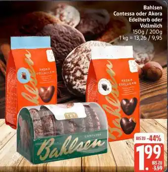 Edeka Bahlsen Contessa oder Akora Edelherb oder Vollmilch Angebot