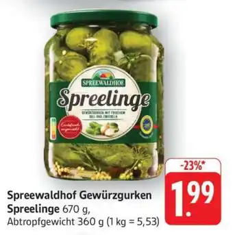 Edeka Spreewaldhof Gewürzgurken Spreelinge Angebot