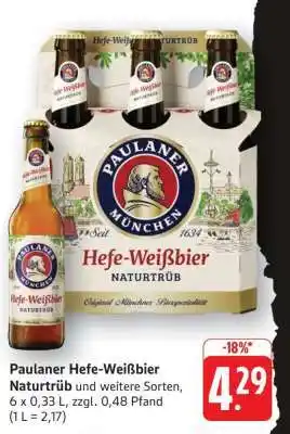 Edeka PAULANER Hefe- Weißbier naturtrüb Angebot