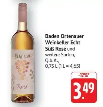 Edeka Baden Ortenauer Weinkeller Echt Süß Rosé Angebot