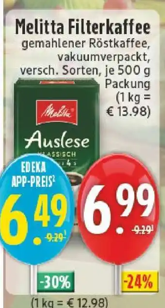 Edeka Melitta Filterkaffee Angebot