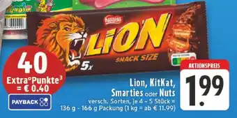 Edeka Lion, KitKat, Smarties oder Nuts Angebot