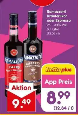 Netto Marken-Discount Ramazzotti Kräuterlikör oder Espresso Angebot