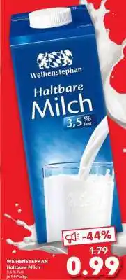 Kaufland WEIHENSTEPHAN Haltbare Milch 3,5 % Fett Angebot
