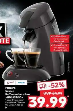 Kaufland PHILIPS Senseo Kaffeepadmaschine HD6553/50 Angebot