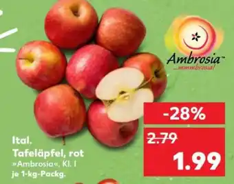 Kaufland Ital. Tafeläpfel, rot Ambrosia, Kl. I je 1-kg-Packg Angebot