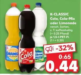 Kaufland K-CLASSIC Cola, Cola-Mix oder Limonade Angebot