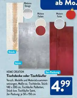 Aldi Süd HOME CREATION Tischdecke oder Tischläufer Angebot