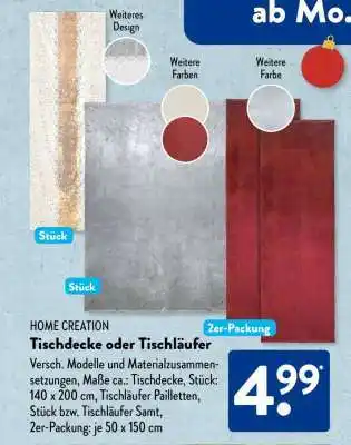 Aldi Süd HOME CREATION Tischdecke oder Tischläufer Angebot