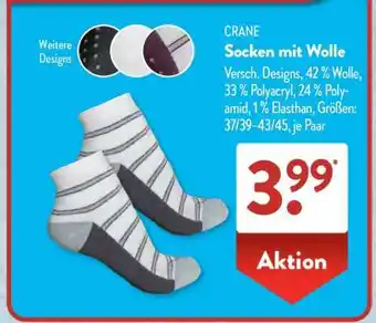 Aldi Süd CRANE Socken mit Wolle Angebot