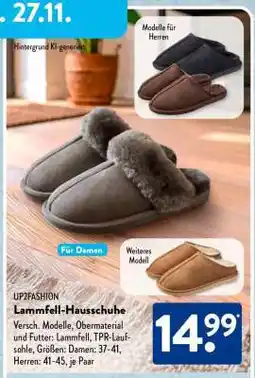 Aldi Süd UP2FASHION Lammfell-Hausschuhe Angebot