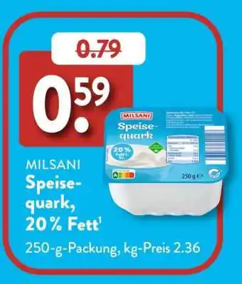 Aldi Süd MILSANI Speisequark, 20% Fett Angebot