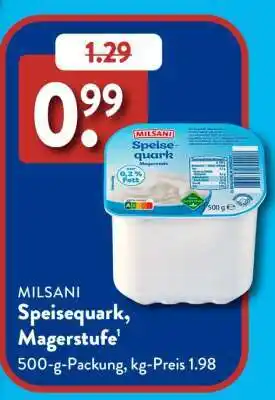 Aldi Süd MILSANI Speisequark Magerstufe Angebot