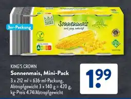 Aldi Süd KING'S CROWN Sonnenmais, Mini-Pack Angebot