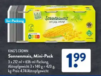 Aldi Süd KING'S CROWN Sonnenmais, Mini-Pack Angebot