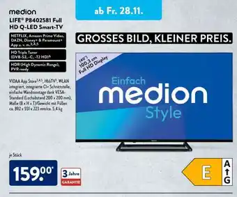 Aldi Süd medion LIFE P8402581 Full HD Q-LED Smart-TV Angebot