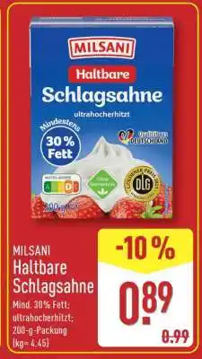 Aldi Nord MILSANI Haltbare Schlagsahne Angebot