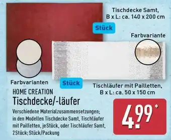 Aldi Nord HOME CREATION Tischdecke/-läufer Angebot