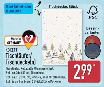 Aldi Nord KOKETT Tischläufer/Tischdecke(n) Angebot