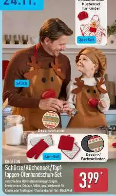 Aldi Nord Schürze/Küchenset/Topflappen-Ofenhandschuh-Set Angebot