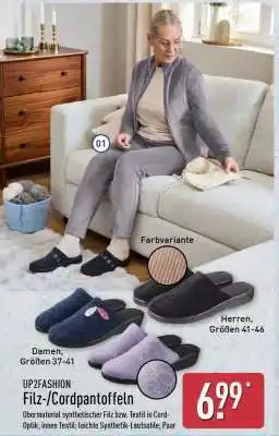 Aldi Nord UP2FASHION Filz-/Cordpantoffeln Angebot