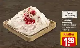 REWE Frischkäsezubereitung mit Preiselbeere und Meerrettich, je 100 g Angebot