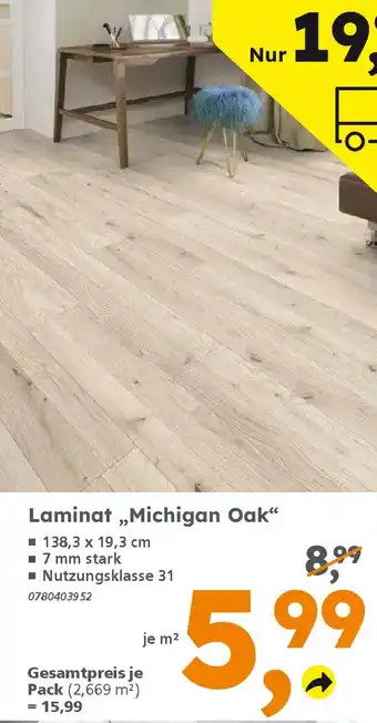Globus Baumarkt Laminat,,Michigan Oak" Angebot