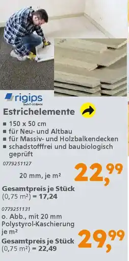 Globus Baumarkt rigips Estrichelemente Angebot