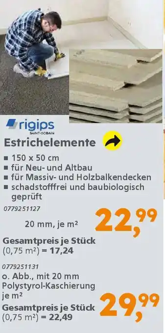 Globus Baumarkt rigips Estrichelemente Angebot