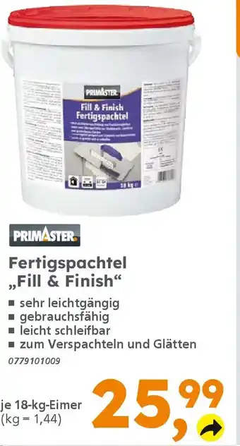 Globus Baumarkt PRIMASTER Fill & Finish Fertigspachtel Angebot