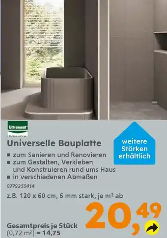 Globus Baumarkt Ultrament Universelle Bauplatte Angebot