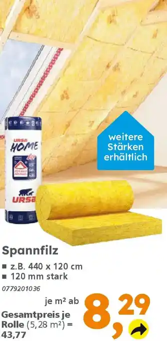 Globus Baumarkt URSA HOME Spannfilz Angebot