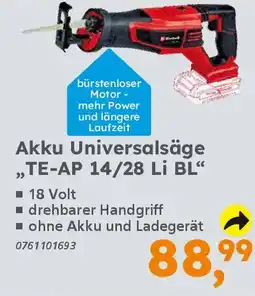 Globus Baumarkt Einhell Akku Universalsäge ,,TE-AP 14/28 Li BL" Angebot