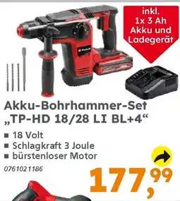 Globus Baumarkt Einhell Akku-Bohrhammer-Set ,,TP-HD 18/28 LI BL+4" Angebot