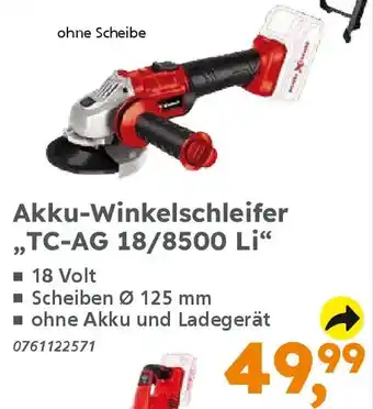 Globus Baumarkt Einhell Akku-Winkelschleifer ,TC-AG 18/8500 Li❝ Angebot
