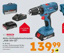 Globus Baumarkt BOSCH Akku-Schlagbohrschrauber "GSB 18V-21" Angebot