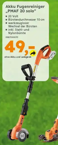 Globus Baumarkt PRIMASTER Akku Fugenreiniger ,,PMAF 20 solo" Angebot
