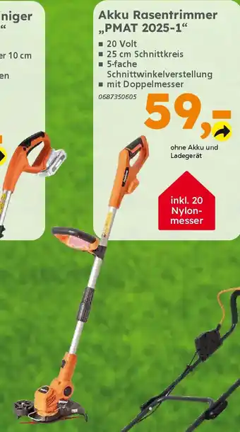 Globus Baumarkt PRIMASTER Akku Rasentrimmer ,,PMAT 2025-1" Angebot