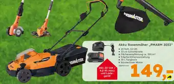 Globus Baumarkt PRIMASTER Akku Rasenmäher „PMARM 2033" Angebot