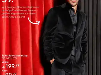 Peek & Cloppenburg Hamburg BENVENUTO Samt-Baukastenanzug Sakko Angebot