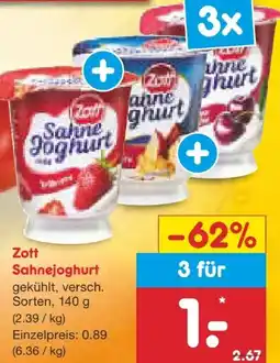 Netto Marken-Discount Zott Sahnejoghurt Angebot