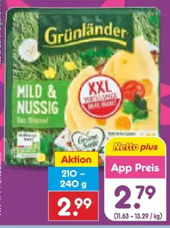 Netto Marken-Discount Grünländer Mild & Nussig XXL Angebot