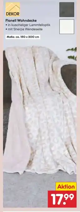 Netto Marken-Discount Dekor Flanell Wohndecke Angebot