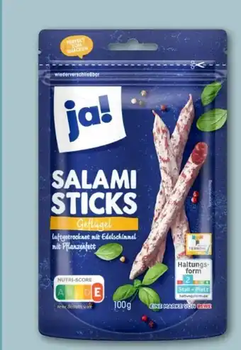 REWE Center ja! Salami Sticks Geflügel Angebot