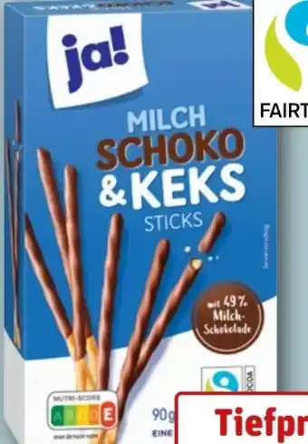 REWE ja! Zartbitter Schoko & Keks Sticks Angebot