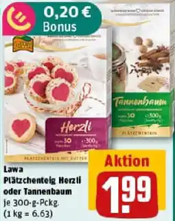 REWE Lawa Plätzchenteig Herzli oder Tannenbaum Angebot