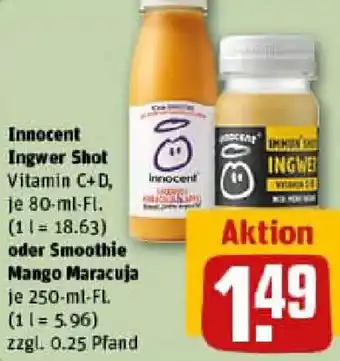 REWE Innocent Ingwer Shot oder Smoothie Mango Maracuja Angebot