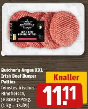 REWE Butcher's Angus XXL Irish Beef Burger Patties Angebot