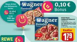 REWE Original Wagner Flammkuchen Elsässer Art oder Steinofen Pizza Salami Angebot
